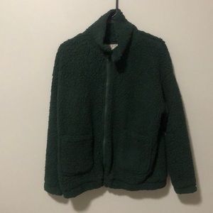 Forest Green Teddy Bear Zip Up Jacket